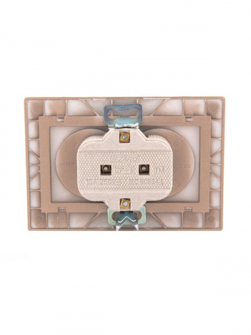 Розетка 2-м СП Mira 16А IP20 без заземл. со вставкой керамика свет. корич. перламутр. LEZARD 701-3131-128 701-3131-128