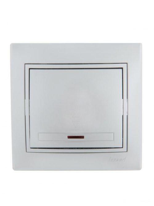 Переключатель проходной 1-кл. СП Mira 10А с подсветкой со вставкой сер. метал. LEZARD 701-1010-114 701-1010-114