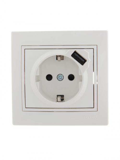 Розетка 1-м СП Mira 16А с заземл. + USB разъем бел. LEZARD 701-0202-181 701-0202-181
