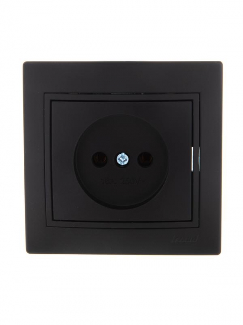 Розетка 1-м СП Mira 16А IP20 без заземл. со вставкой керамика черн. бархат LEZARD 701-4242-121 701-4242-121