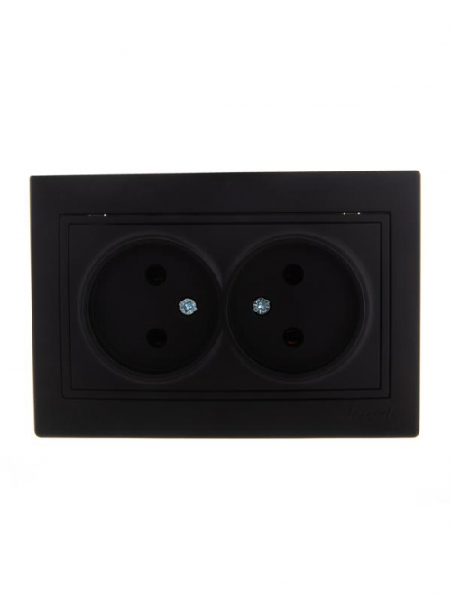 Розетка 2-м СП Mira 16А IP20 без заземл. со вставкой керамика черн. бархат LEZARD 701-4242-128 701-4242-128