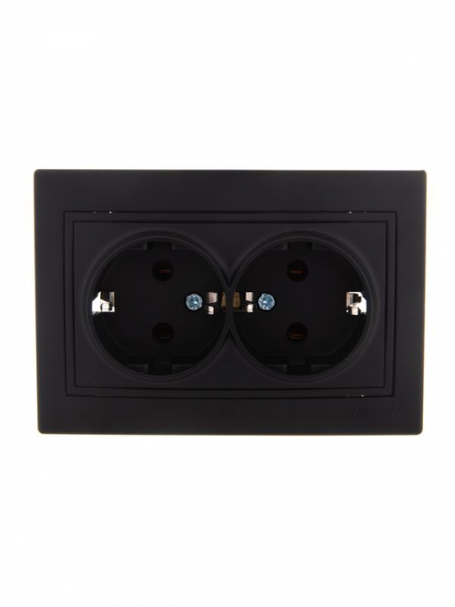 Розетка 2-м СП Mira 16А IP20 с заземл. керамика черн. бархат LEZARD 701-4242-127 701-4242-127