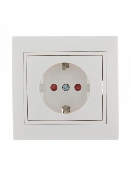 Розетка 1-м СП Mira 16А IP20 с заземл. защ. шторки с бел. вставкой керамика бел. LEZARD 701-0202-124 701-0202-124