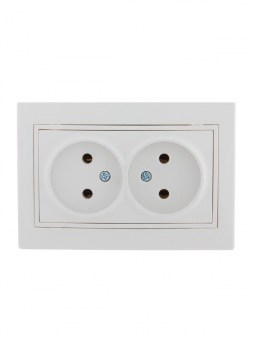 Розетка 2-м СП Mira 16А IP20 без заземл. с бел. вставкой керамика бел. LEZARD 701-0202-128 701-0202-128