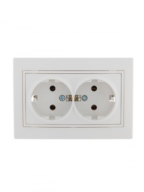 Розетка 2-м СП Mira 16А IP20 с заземл. с бел. вставкой керамика бел. LEZARD 701-0202-127 701-0202-127