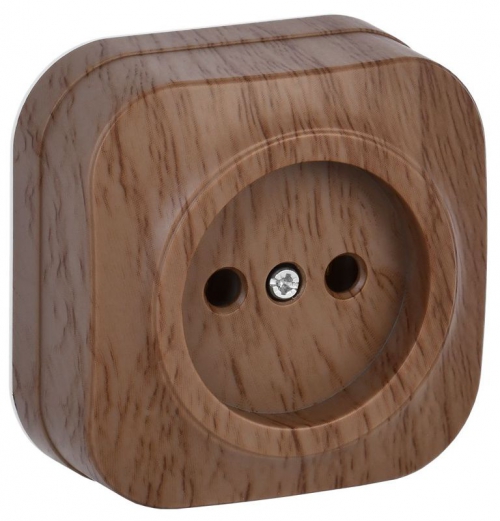 Розетка 1-м ОП GLORY РС20-2-ХД 10А без заземл. дуб IEK ERH10-K24-10 ERH10-K24-10