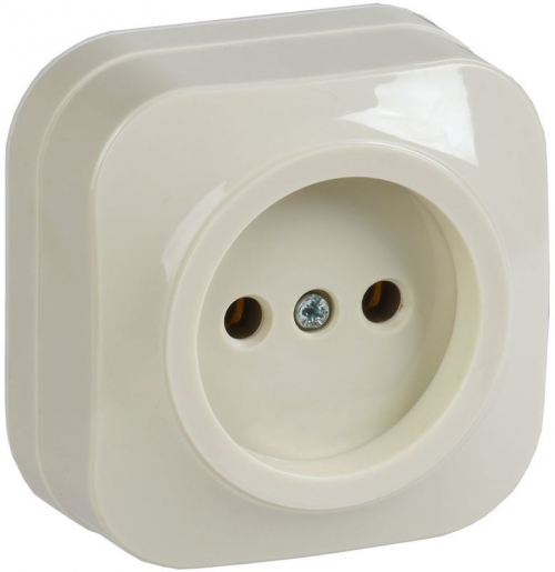 Розетка 1-м ОП GLORY РС20-2-ХК 10А без заземл. крем. IEK ERH10-K33-10 ERH10-K33-10