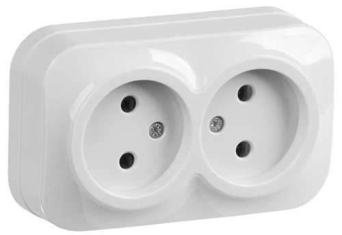 Розетка 2-м ОП GLORY РС22-2-ХБ 10А без заземл. бел. IEK ERH20-K01-10 ERH20-K01-10