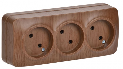 Розетка 3-м ОП GLORY РС23-2-ХД 10А без заземл. дуб IEK ERH30-K24-10 ERH30-K24-10