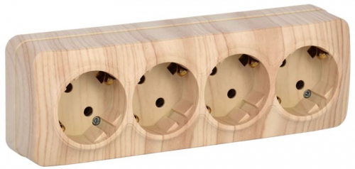 Розетка 4-м ОП GLORY РС24-3-ХС 16А с заземл. сосна IEK ERH41-K34-16 ERH41-K34-16