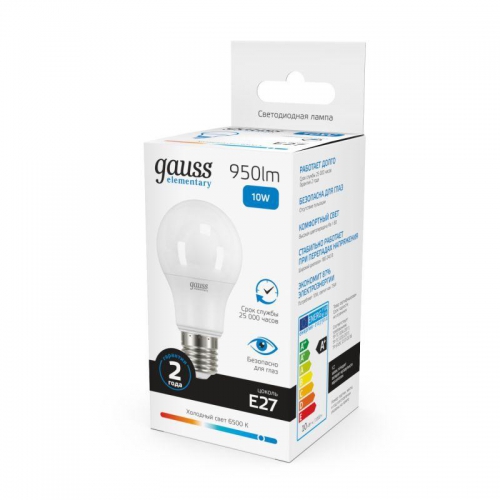 Лампа светодиодная Elementary 10Вт A60 6500К холод. бел. E27 950лм GAUSS 23230 23230