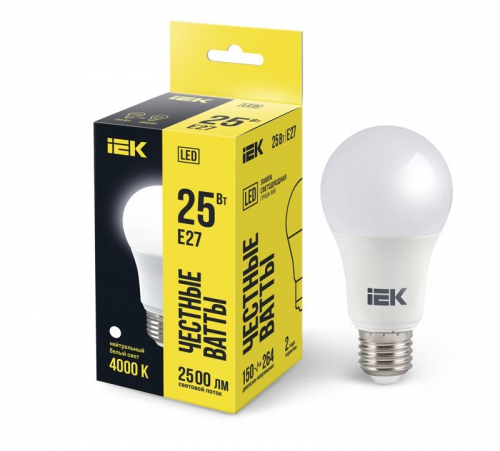 Лампа светодиодная 25Вт A80 шар 4000К нейтр. бел. E27 230В IEK LLE-A80-25-230-40-E27 LLE-A80-25-230-40-E27