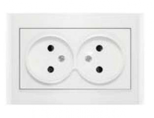 Розетка 2-м СП Бриллиант 16А IP20 без заземл. защ. шторки бел. UNIVersal 7947526 7947526