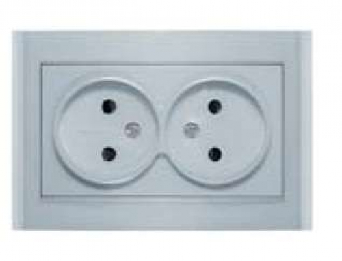 Розетка 2-м СП Бриллиант 16А IP20 без заземл. защ. шторки серебр. UNIVersal 7949773 7949773