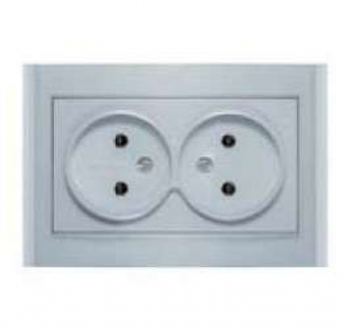 Розетка 2-м СП Бриллиант 16А IP20 без заземл. серебр. UNIVersal 7949766 7949766