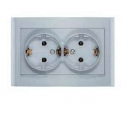 Розетка 2-м СП Бриллиант 16А IP20 с заземл. серебр. UNIVersal 7949780 7949780