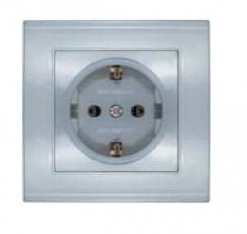Розетка 1-м СП Бриллиант 16А IP20 с заземл. серебр. UNIVersal 7949872 7949872