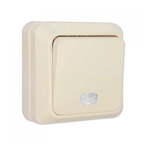 Выключатель 1-кл. ОП Олимп 10А IP20 с подсветкой сл. кость UNIVersal Б-О0121 Б-О0121