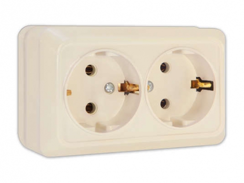 Розетка 2-м ОП Олимп 16А IP20 с заземл. сл. кость UNIVersal Б-О0128 Б-О0128