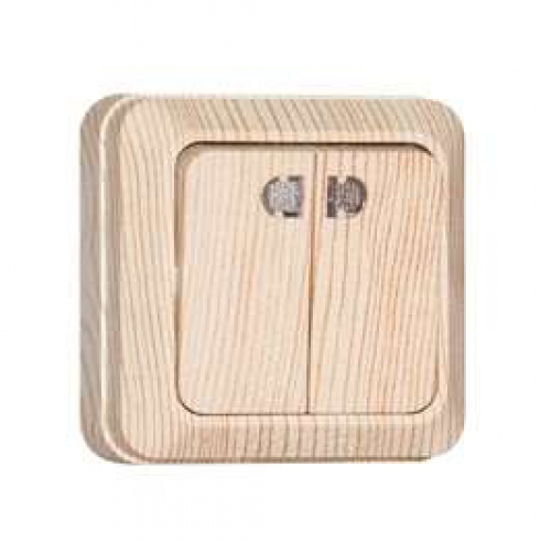 Выключатель 2-кл. ОП Олимп 10А IP20 с подсветкой сосна UNIVersal 5560841 5560841