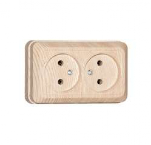 Розетка 2-м ОП Олимп 16А без заземл. сосна UNIVersal 5560858 5560858
