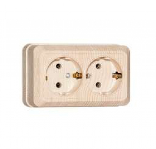 Розетка 2-м ОП Олимп 16А с заземл. сосна UNIVersal 5560865 5560865