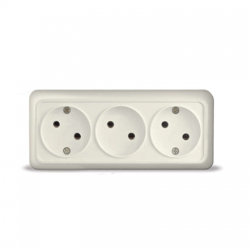 Розетка 3-м ОП Олимп 16А IP20 без заземл. сл. кость UNIVersal 1166 1166