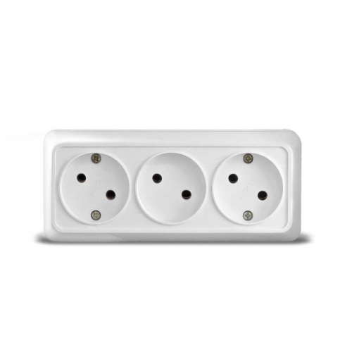 Розетка 3-м ОП Олимп 16А IP20 без заземл. бел. UNIVersal 1160 1160