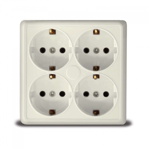 Розетка 4-м ОП Олимп с заземл. квадрат сл. кость UNIVersal 1171 1171