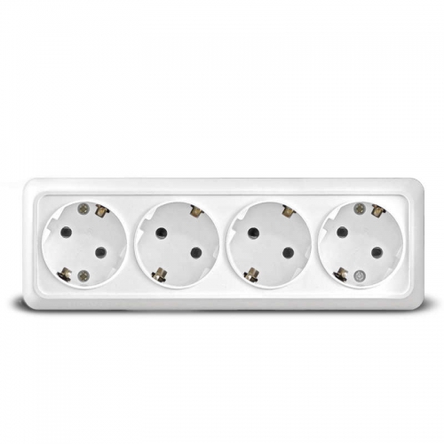 Розетка 4-м ОП Олимп с заземл. бел. UNIVersal 1163 1163