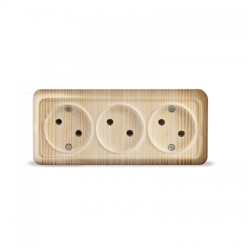 Розетка 3-м ОП Олимп 16А IP20 без заземл. сосна UNIVersal 1172 1172