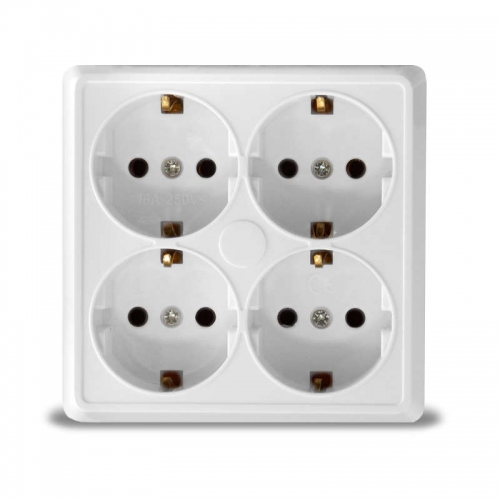 Розетка 4-м ОП Олимп с заземл. квадрат бел. UNIVersal 1165 1165