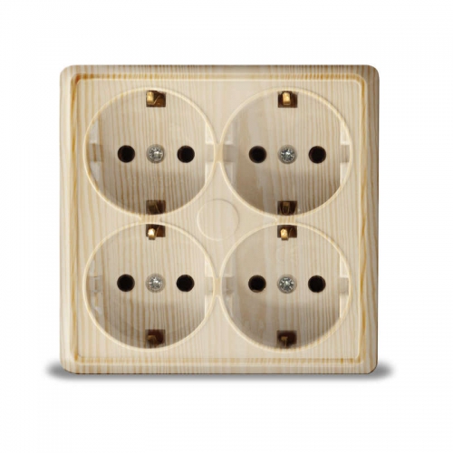Розетка 4-м ОП Олимп с заземл. квадрат сосна UNIVersal 1177 1177