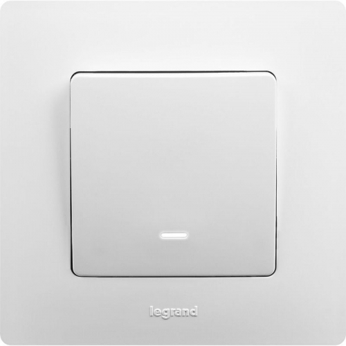 Выключатель 1-кл. СП Etika 10А IP20 250В 10AX с подсветкой/индикацией безвинт. зажимы механизм бел. Leg 672203 672203