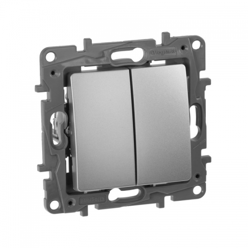 Выключатель 2-кл. СП Etika 10А IP20 250В 10AX авт. зажимы механизм алюм. Leg 672402 672402