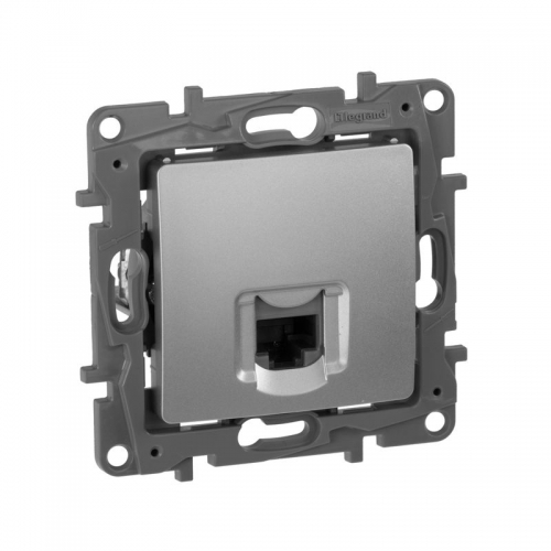 Розетка компьютерная 1-м СП Etika RJ45 кат.5E UTP механизм алюм. Leg 672441 672441
