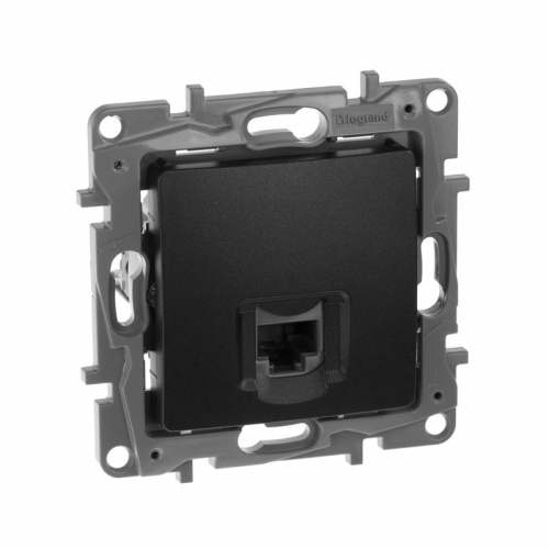 Розетка компьютерная 1-м СП Etika RJ45 кат.5E UTP механизм антрацит Leg 672641 672641