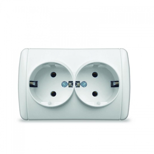 Розетка 2-м ОП Клио 16А IP44 с заземл. бел. UNIVersal К2231 К2231