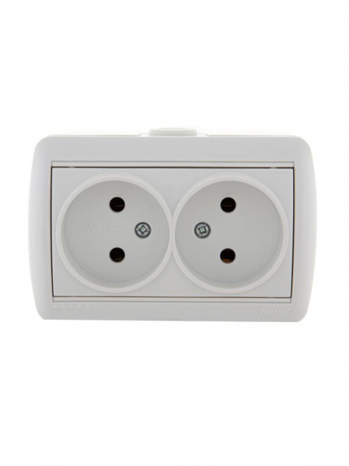 Розетка 2-м ОП Nata 16А IP20 без заземл. керамика бел. LEZARD 710-0200-128 710-0200-128