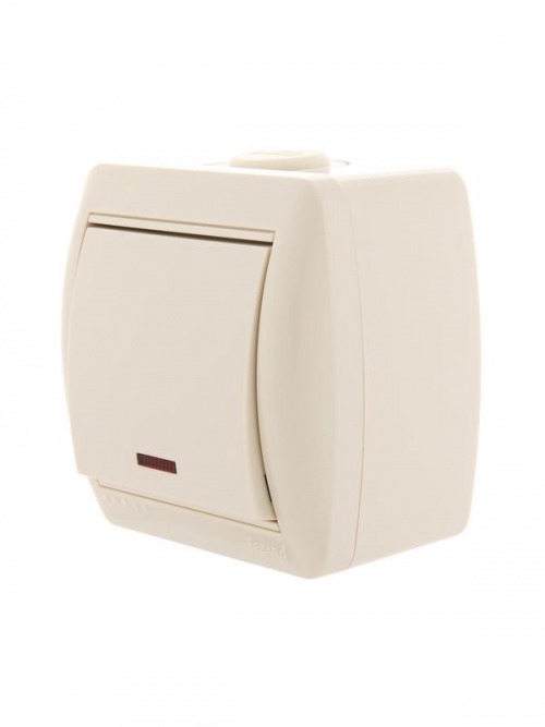 Выключатель 1-кл. ОП Nata 10А IP20 с подсветкой крем. LEZARD 710-0300-111 710-0300-111