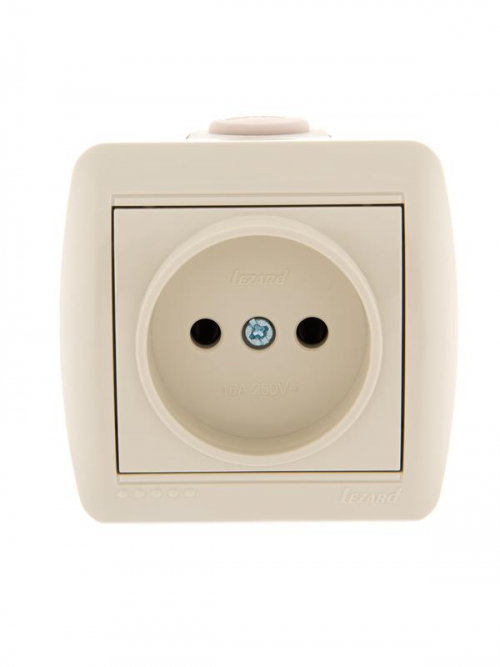 Розетка 1-м ОП Nata 16А IP20 без заземл. керамика крем. LEZARD 710-0300-121 710-0300-121