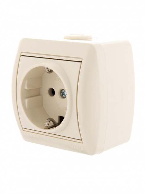 Розетка 1-м ОП Nata 16А IP20 с заземл. керамика крем. LEZARD 710-0300-122 710-0300-122