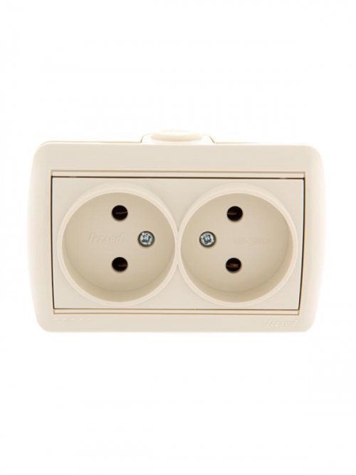 Розетка 2-м ОП Nata 16А IP20 без заземл. керамика крем. LEZARD 710-0300-128 710-0300-128