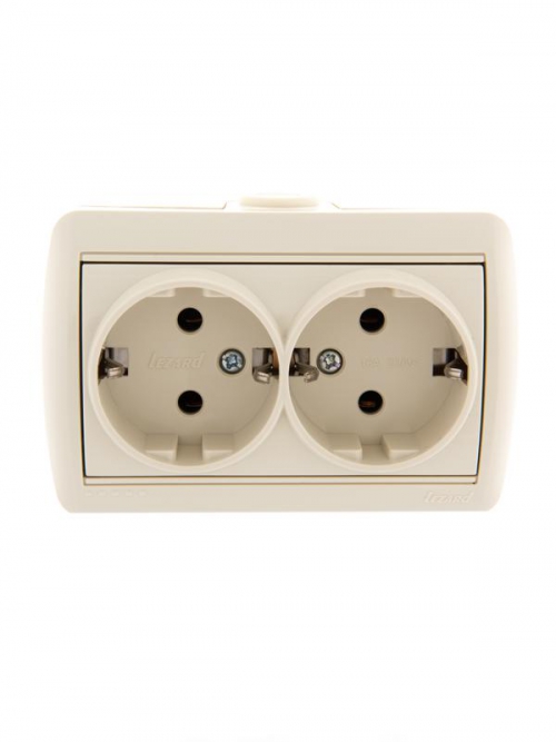 Розетка 2-м ОП Nata 16А IP20 с заземл. керамика крем. LEZARD 710-0300-127 710-0300-127