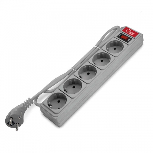 Удлинитель с сетевым фильтром 5х1.5м 10А IP21 ПВС 3х0.75 сер. Союз 1328 1328