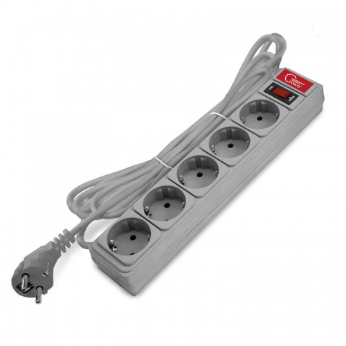 Удлинитель с сетевым фильтром 5х3м 10А IP21 ПВС 3х0.75 сер. Союз 1329 1329