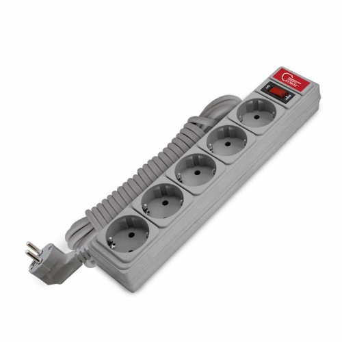 Удлинитель с сетевым фильтром 5х5м 10А IP21 ПВС 3х0.75 сер. Союз 1330 1330