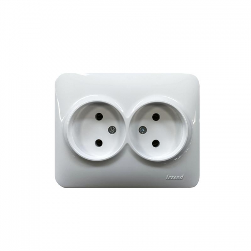 Розетка 2-м Karina Life без заземл. ПБТ бел. LEZARD 708-0200-128B 708-0200-128B