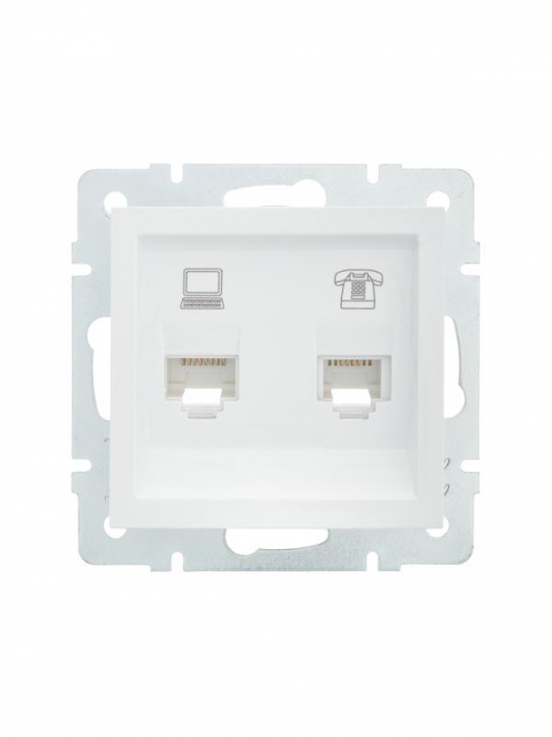 Розетка компьютерная + телефонная 1-м СП Vesna механизм бел. LEZARD 742-0288-143 742-0288-143