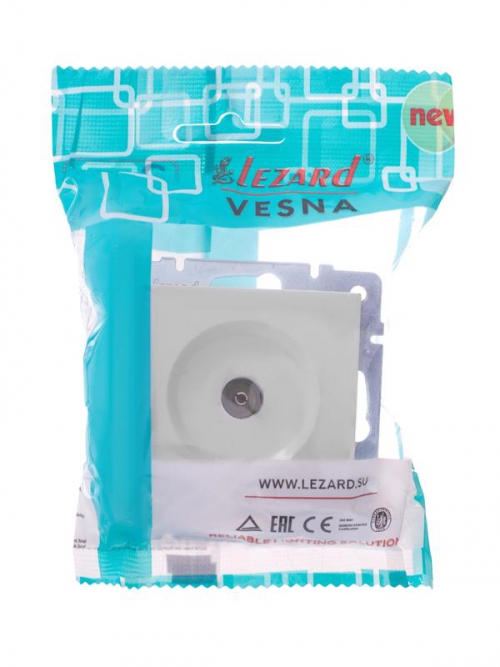 Розетка телевизионная оконечная TV 1-м СП Vesna механизм бел. LEZARD 742-0288-130 742-0288-130